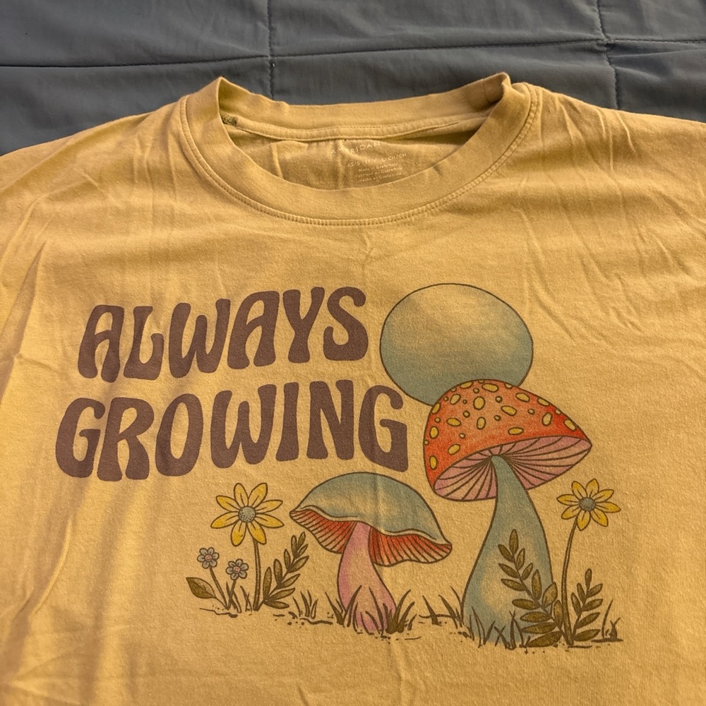 Light Green T-Shirt with Mushroom Print